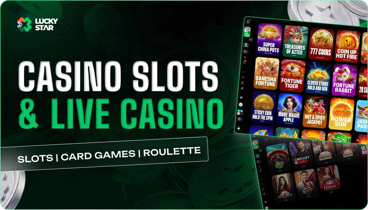 Library of slots, table games and live dealer content across multiple categories at Lucky Star